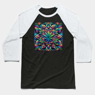 Psychedelic Cannabis Mandala Baseball T-Shirt